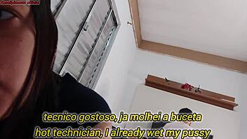 dona de casa seduz técnico enquanto marido está fora 😏🍆