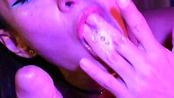 BLOWJOB in neon night with DEEP THROAT - POV shorties