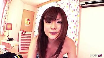 caught your petite japanese step-sister masturbating? she'll seduce you for blowjob.