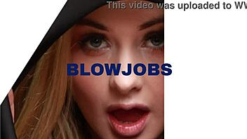 Student with big tits sucks cock at gloryhole, getting cum covered