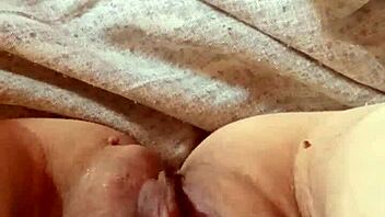 mature woman shows off her intimate area in a casual way