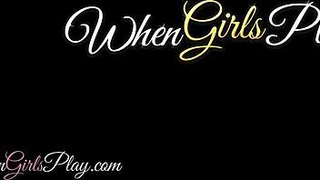 cute teen lesbians kiss and make up with natural tits licking in bed.