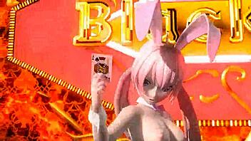 megurine luka in blackjack project diva features nude mod with bunny costume and big ass