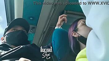 HORNY girlfriend gives ORAL SEX to friend on BUS to Bogota