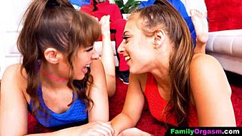 Step dads fuck teen after foot rub in family group