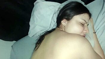 I'm happy with my stepbrother's big cock cumming on my tits