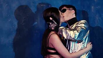 alex angel and caroline in bisexual threesome on bed