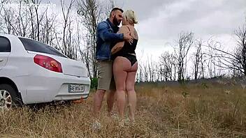sweetlight couple enjoys outdoor sex