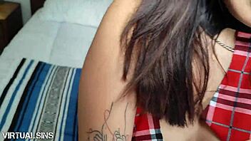 latina slut swallows cum