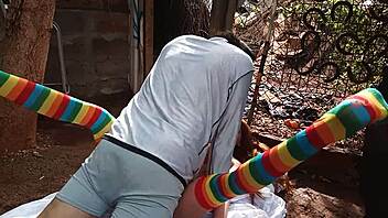 i'm using dildo on latina friend's pussy in outdoor public