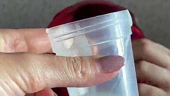 Femdom milks cock for cum feeding