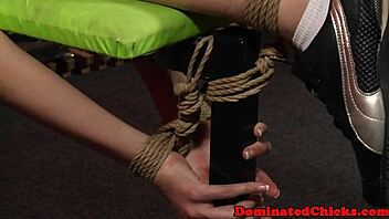 Small-Tits Submissive Bent Over and Tied Up for Rough Anal Punishment in the Gym