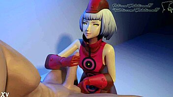 Elizabeth from Persona 3 gives intense handjob