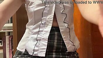 Asian bookworm masturbates in library next to reading person