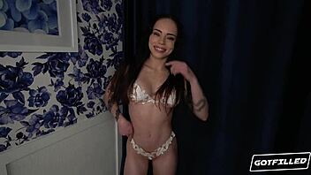 i filled petite lucia rossi's shaved pussy with creampie she loves