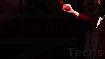 Student with big tits sucks cock at gloryhole, getting cum covered