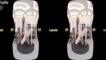 Kinky redhead soaks clothes in piss!