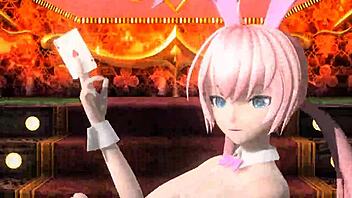 megurine luka in blackjack project diva features nude mod with bunny costume and big ass