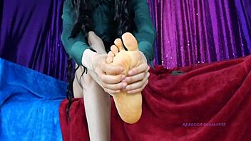 Mistress rebecca diamante massages her feet