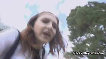 In this intense threesome, ebony coeds lick the white bully's pussy passionately