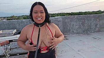 milf dominated on rooftop with dirty talk