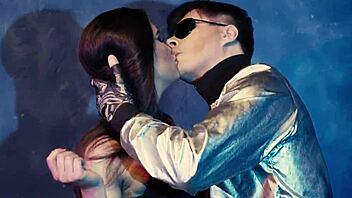 alex angel and caroline in bisexual threesome on bed