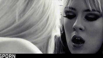 two blonde girls enjoy romantic fun with toys