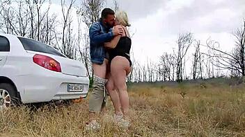 sweetlight couple enjoys outdoor sex