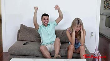 step bro bets with teen 18+ sis and fucks her as prize - sofia su