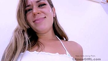 Gorgeous brunette gets fucked in a modeling audition on the sofa