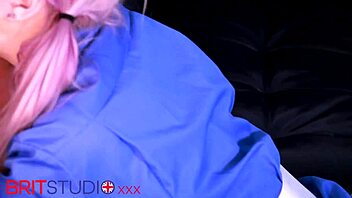 The nurse in lingerie got fucked hard by the patient, taking a facial after blowjob and orgasm.