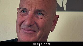 Cute teen 18+ girl flirting than fucking step dad and his old friend in 3some