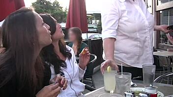 Jesse Capelli and Georgia Jones kick off their Saturday with intense lesbian action. They explore anal fingering and deep licking in fishnets on the bed.