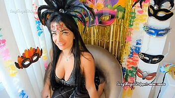 sexy brazilian girl gives joi jerk off instructions in carnaval cosplay