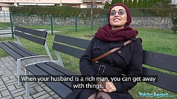 Afghan beauty pays to fuck my big cock in public.