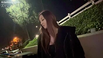 That Italian milf Artemisia Love teases with her long hair during an outdoor smoking solo