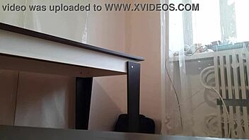 My stepmother masturbates on a hidden camera on the table and cums 4 times - girls fly orgasm
