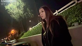 That Italian milf Artemisia Love teases with her long hair during an outdoor smoking solo