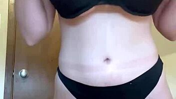 I cum hard on my stuffed panties with huge tits