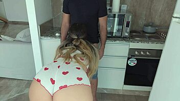 Watch my big ass stepsister tease me in the kitchen before we fuck.