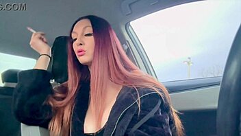 Italian MILF Artemisia Love Smokes And Flashes Her Big Tits In Car?