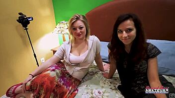 Busty Blonde Faiths Hope And Skinny Ginger Katie Walls Share Juicy Boner