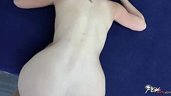 shaved slit gets banged and fresh jizz explodes!