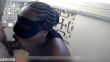 Outdoor ebony blowjob on big black cock 😍