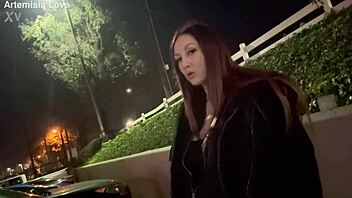 That Italian milf Artemisia Love teases with her long hair during an outdoor smoking solo