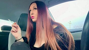 Italian MILF Artemisia Love Smokes And Flashes Her Big Tits In Car?