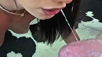 teen brunette latina rimjob and sloppy blowjob