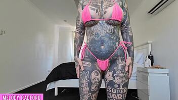 Cheeky milf mommy bikini try on haul with big tits