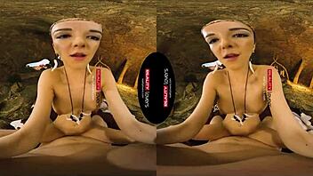 RealityLovers takes you back to 10,000 BC for a wild cave encounter with a brunette riding cowgirl in POV style, blending reality and raw outdoor sex passion.