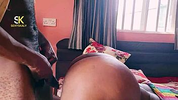 Grinding From Back On Bed With Ebony Ass Fucking Doggystyle